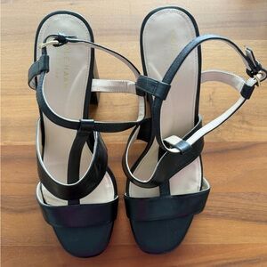 Cole Haan Women's Black Strappy Leather Sandals. 3.5” block heel. Size 7.6B. EUC